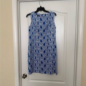 Blue and White Wave Pattern Dress